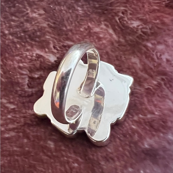 ❤️ Emerald Valley Turquoise Honey Dahlia Ring & Earring Set 925 Handmade - Picture 5 of 17